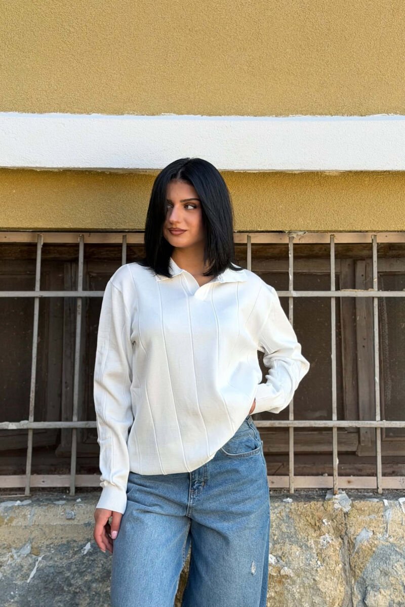 POLO NECK ONE COLOR WOMAN SWEATER WHITE-E BARDHE - 4