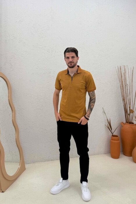 POLO NECK ONE COLOR WOMAN T-SHIRT LIGHT BROWN/KAZB - 3
