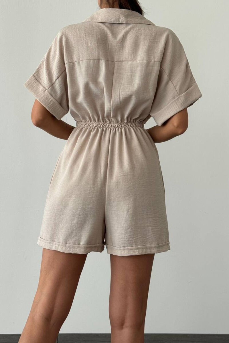 POLO NECK ONE COLOR WOMEN JUMPSUIT BEIGE/BEZHE - 6