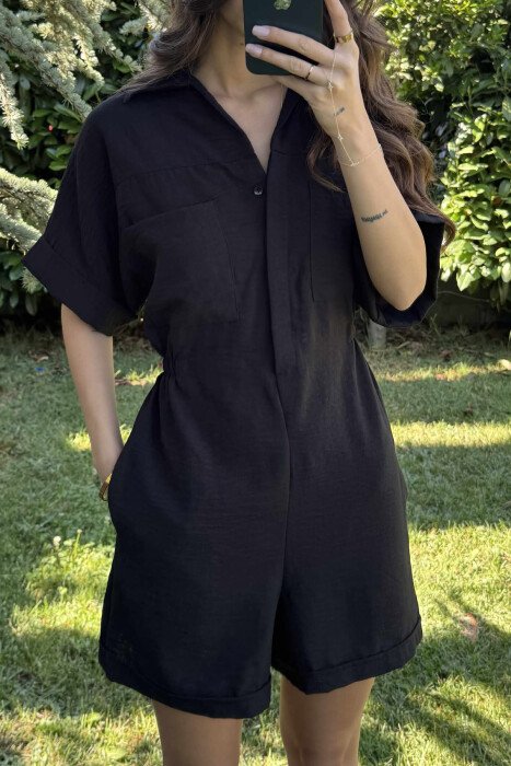 POLO NECK ONE COLOR WOMEN JUMPSUIT BLACK/ E ZEZE - 2