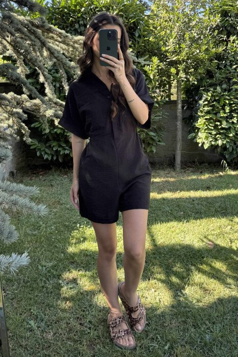 POLO NECK ONE COLOR WOMEN JUMPSUIT BLACK/ E ZEZE - 4