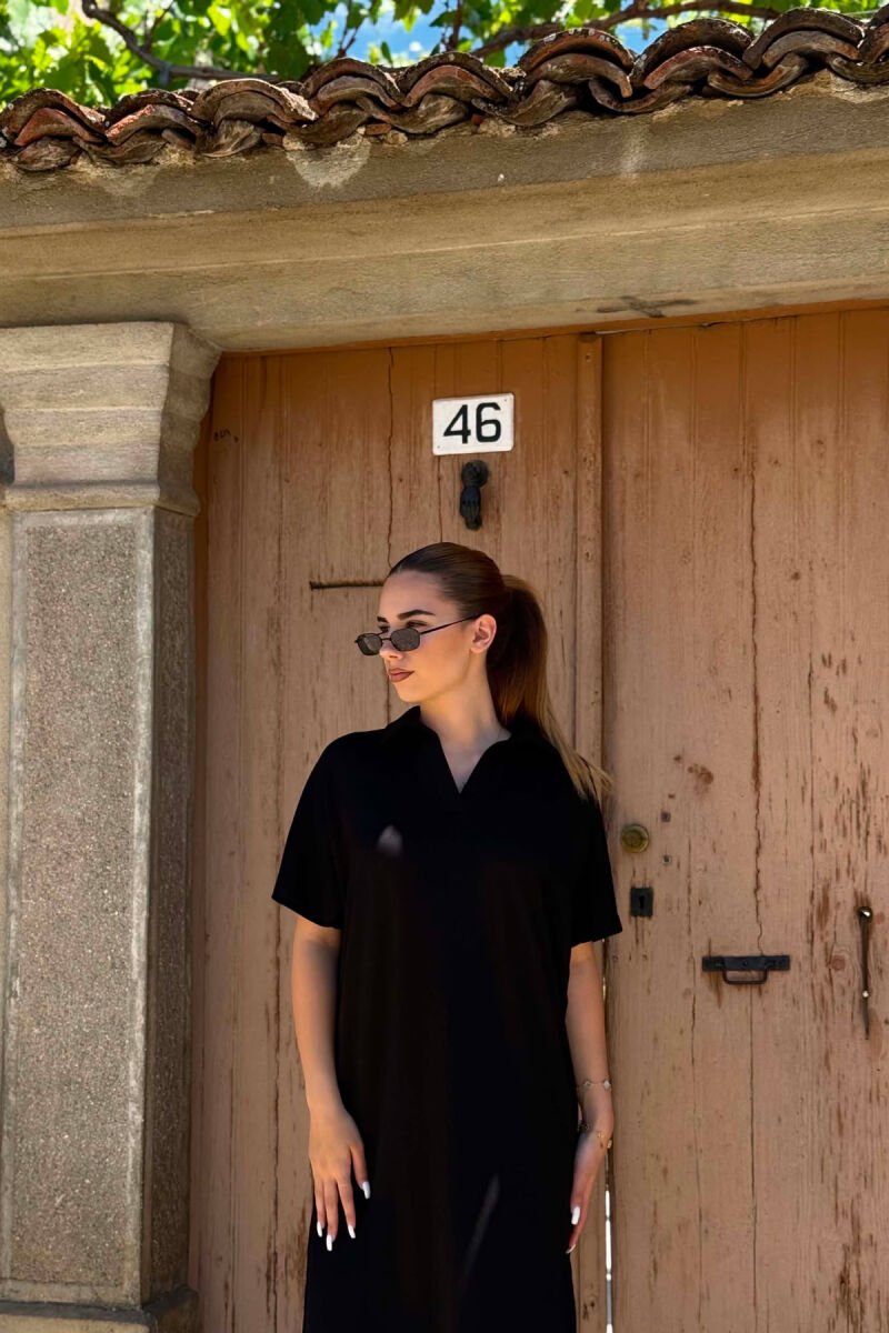 POLO NECK SHORT SLEEVE WOMAN DRESS BLACK/ E ZEZE - 3