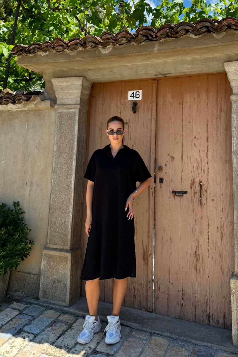 POLO NECK SHORT SLEEVE WOMAN DRESS BLACK/ E ZEZE - 4