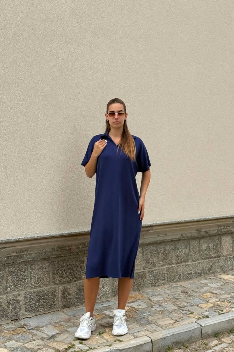 POLO NECK SHORT SLEEVE WOMAN DRESS BLUE/BLU - 2