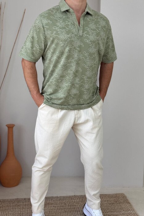 POLO NECK SIMPLE DESIGNED MEN T-SHIRT MINT/MENTE - 1