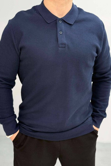 BLUZË ME JAKË POLO PËR MESHKUJ NË NGJYRËN BLU E ERRËT - KLAUDIO FASHION