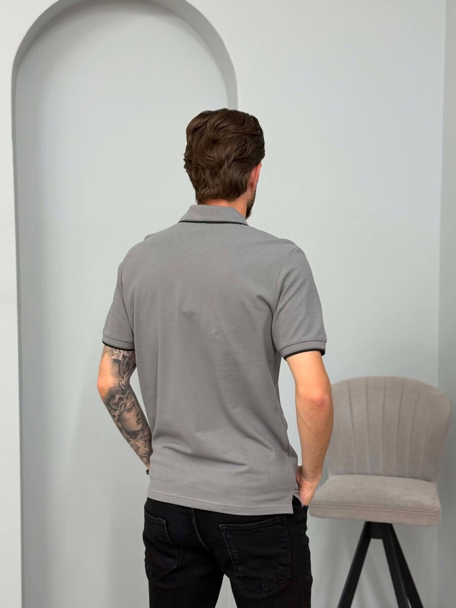 POLO NECK SIMPLE MEN T-SHIRT GREY/GRI - 2