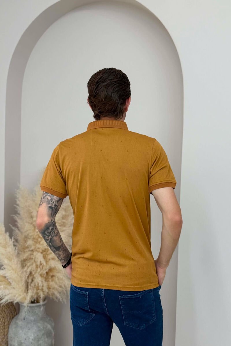 POLO NECK SIMPLE MEN T-SHIRT LIGHT BROWN/KAZB - 4