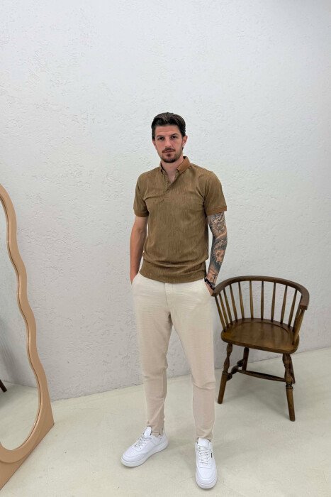 POLO NECK SIMPLE MEN T-SHIRT LIGHT GREEN/JEZB - 7