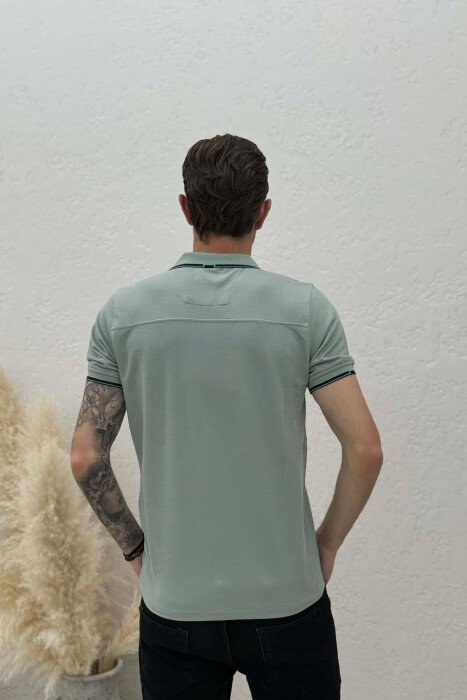 POLO NECK SIMPLE MEN T-SHIRT MINT/MENTE - 2