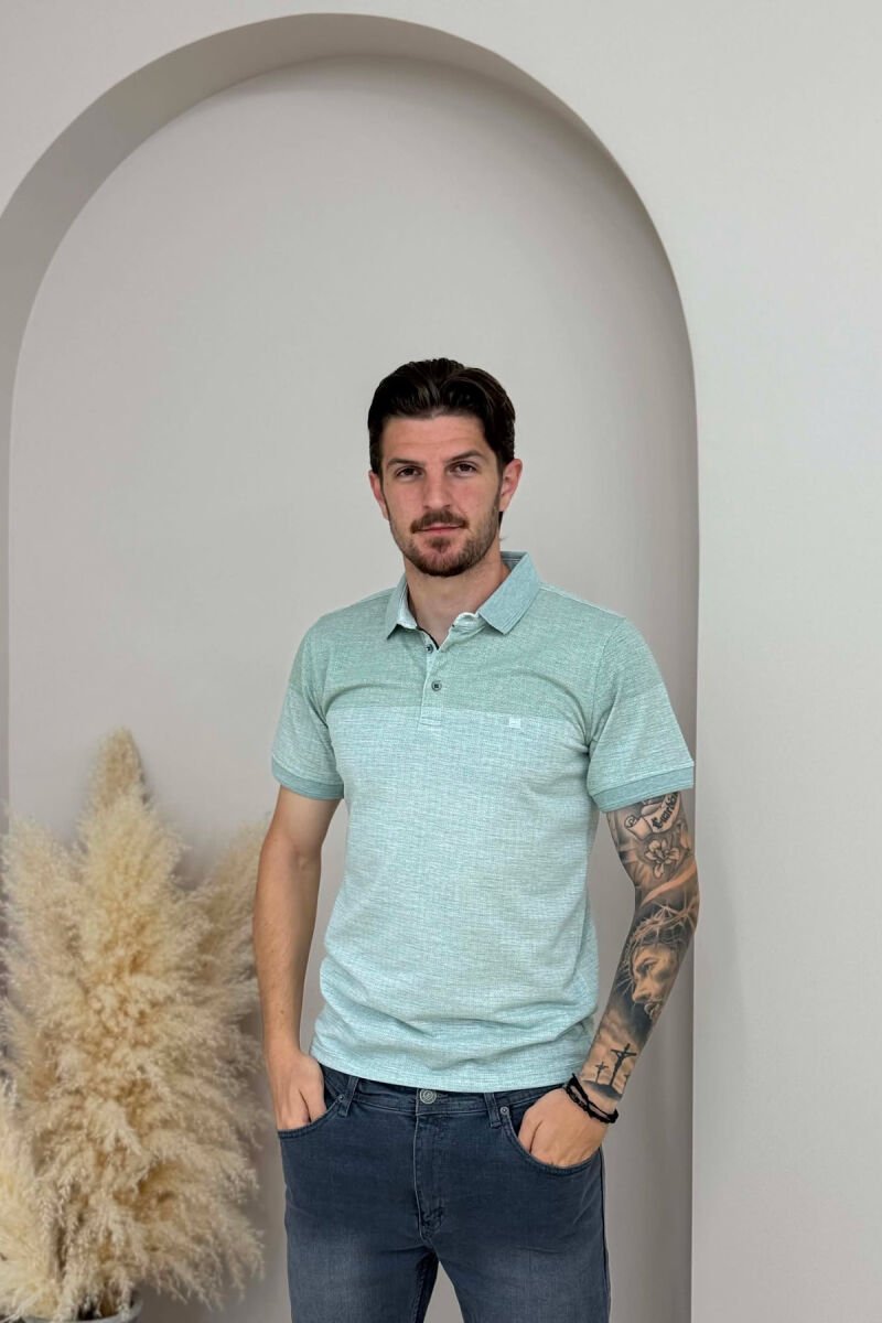 POLO NECK SIMPLE MEN T-SHIRT MINT/MENTE - 1