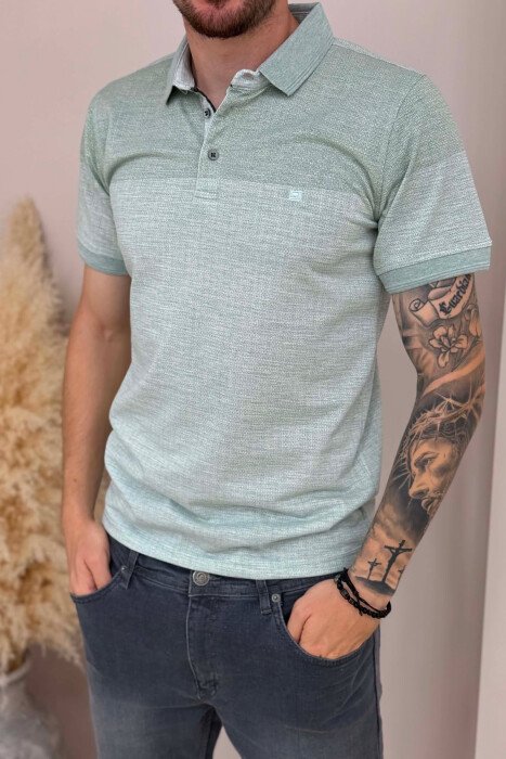 POLO NECK SIMPLE MEN T-SHIRT MINT/MENTE - 2