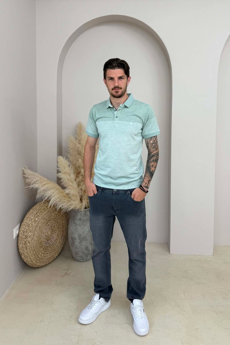 POLO NECK SIMPLE MEN T-SHIRT MINT/MENTE - 3
