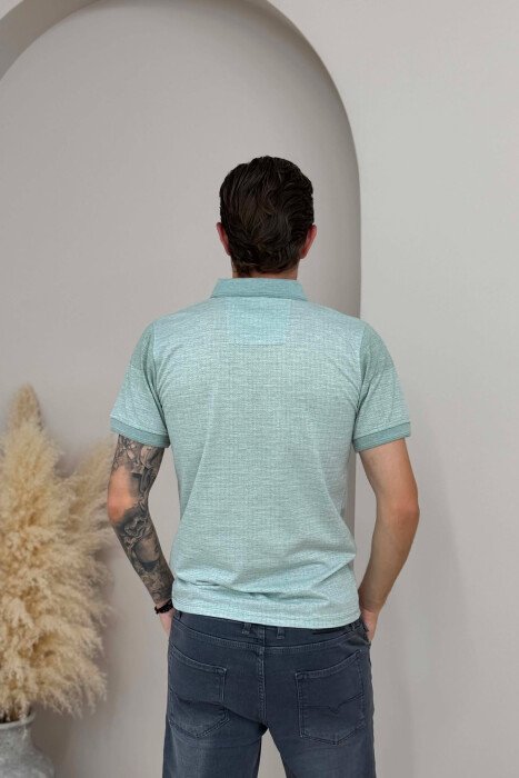POLO NECK SIMPLE MEN T-SHIRT MINT/MENTE - 4