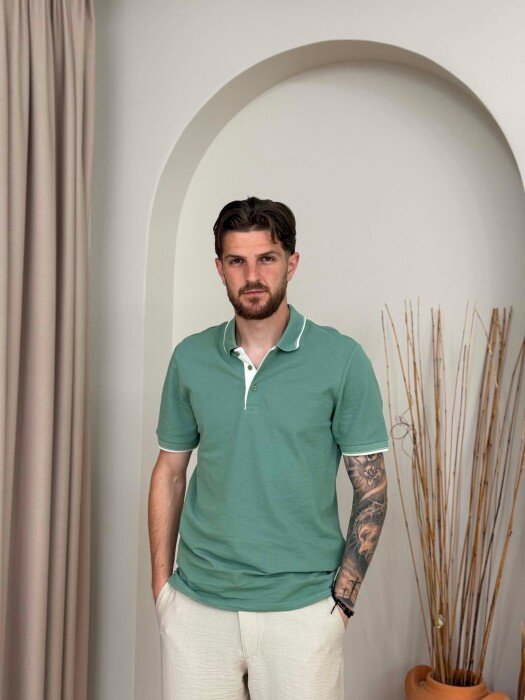 T-SHIRT I THJESHTE ME JAKE POLO PER MESHKUJ NE NGJYRE MENTE - KLAUDIO FASHION