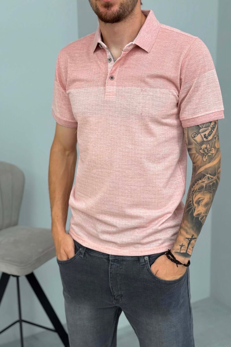 POLO NECK SIMPLE MEN T-SHIRT POWDER/PUDER - 2