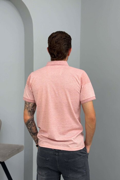 POLO NECK SIMPLE MEN T-SHIRT POWDER/PUDER - 4