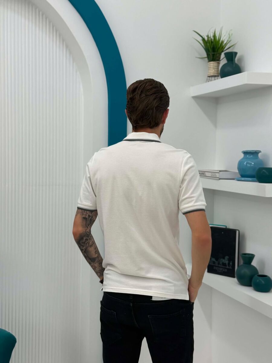 POLO NECK SIMPLE MEN T-SHIRT WHITE-E BARDHE - 4