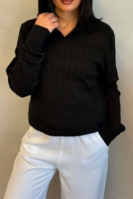 POLO NECK SIMPLE WOMAN SWEATER BLACK/ E ZEZE - 3
