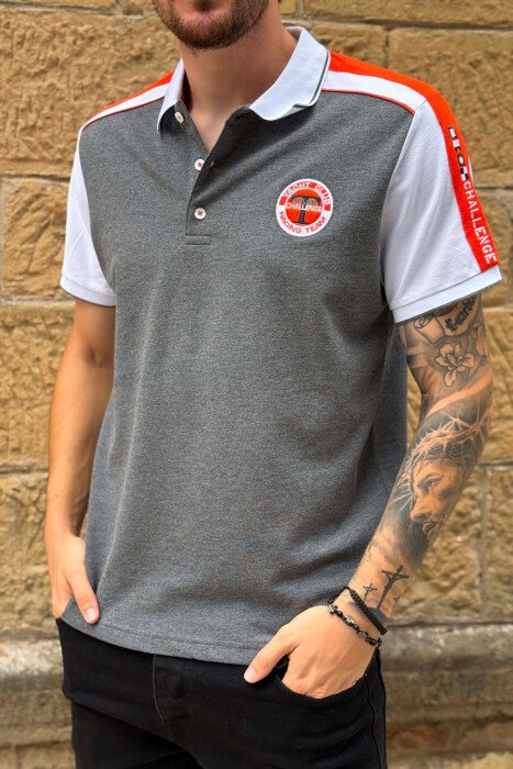 POLO NECK SMALL LOGO MEN T-SHIRT GREY/GRI - 5
