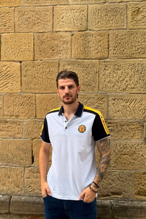 POLO NECK SMALL LOGO MEN T-SHIRT WHITE-YELLOW/BAVE 