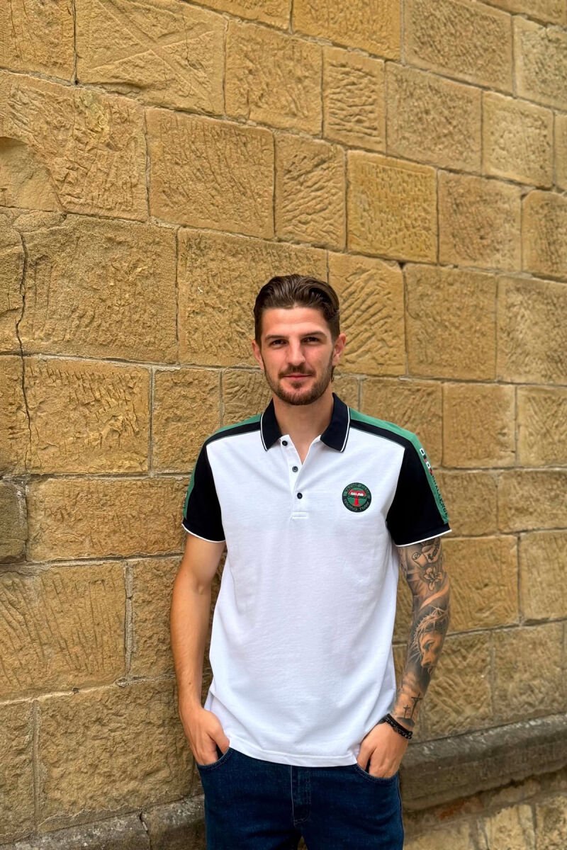 POLO NECK SMALL LOGO MEN T-SHIRT WHITE/GREEN-BAJE - 1
