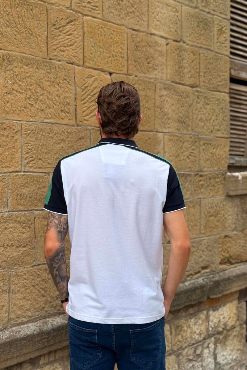 POLO NECK SMALL LOGO MEN T-SHIRT WHITE/GREEN-BAJE - 3