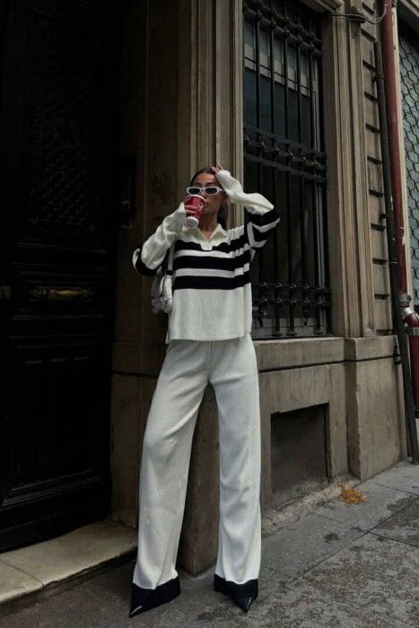 SET PËR FEMRA NË NGJYRËN E BARDHË ME TË ZEZË - KLAUDIO FASHION