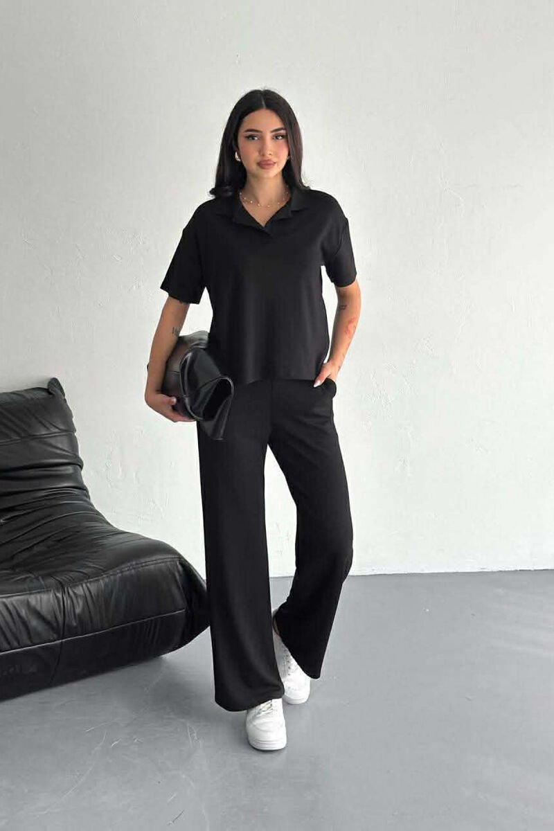 POLO NECK T-SHIRT + SWEATPANTS WOMAN SET BLACK/ E ZEZE - 5