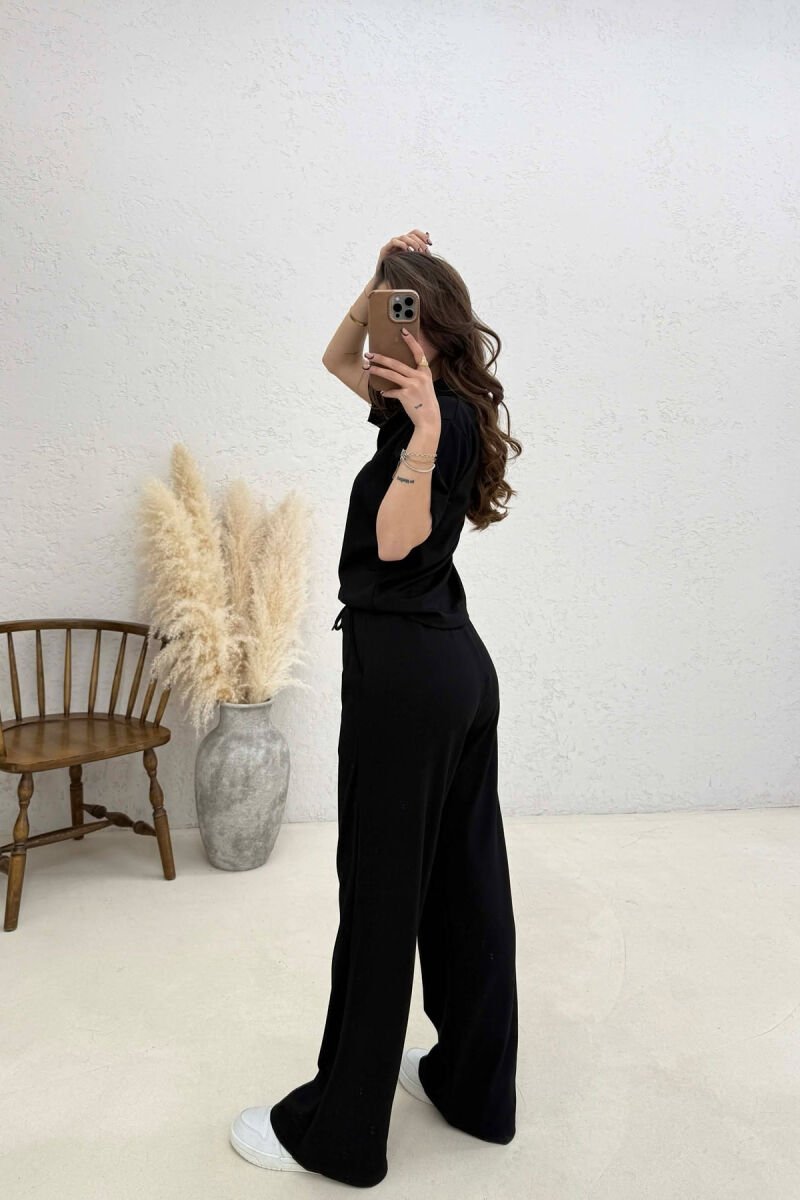 POLO NECK T-SHIRT + SWEATPANTS WOMAN SET BLACK/ E ZEZE - 4