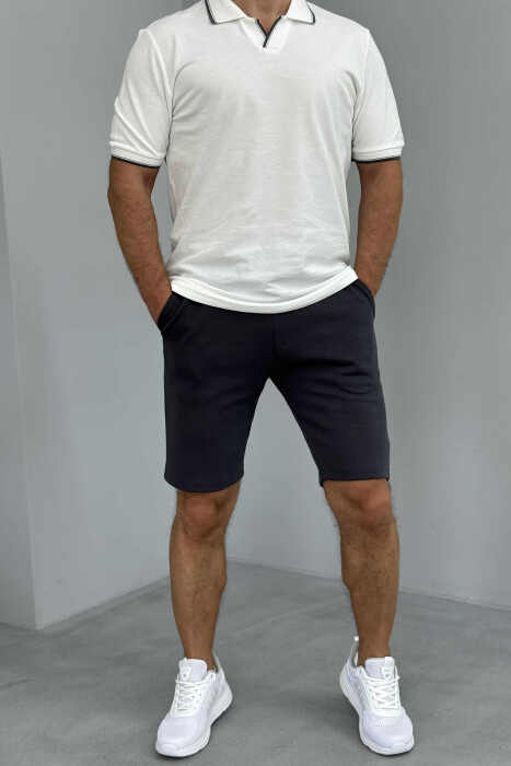 SET I THJESHTË T-SHIRT+PANTALLONA PËR MESHKUJ NË NGJYRËN E BARDHË+GRI E ERRËT - KLAUDIO FASHION