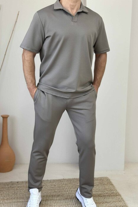 SET NJË NGJYRËSH T-SHIRT+TUTA PËR MESHKUJ NË NGJYRËN KAFE E ZBARDHUR 