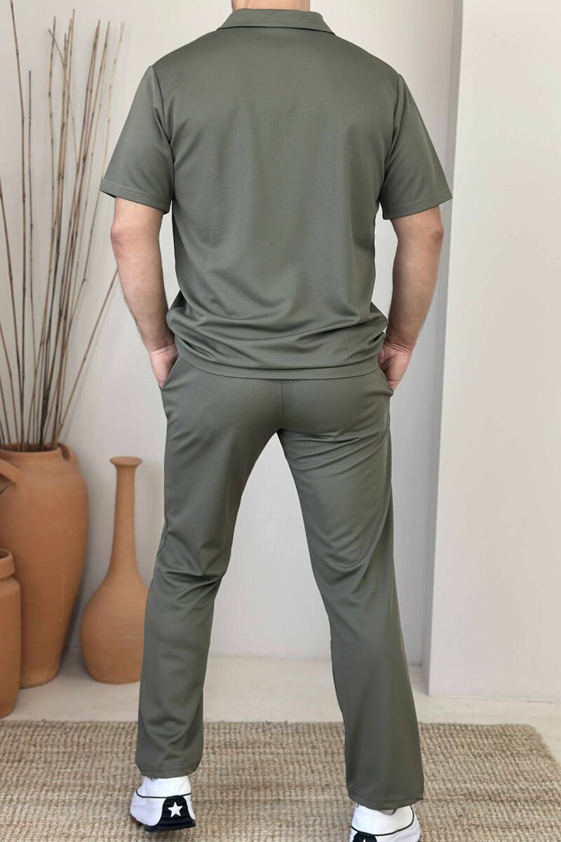 POLO NECK T-SHIRT+SWEATPANTS ONE COLOR MEN SET OLIVE/ULLI - 2