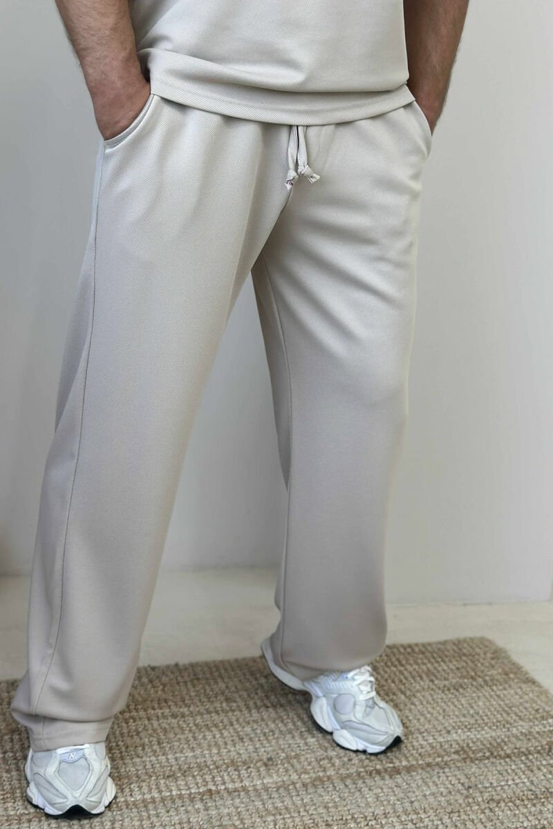 POLO NECK T-SHIRT+SWEATPANTS SIMPLE MEN SET BEIGE/BEZHE - 3