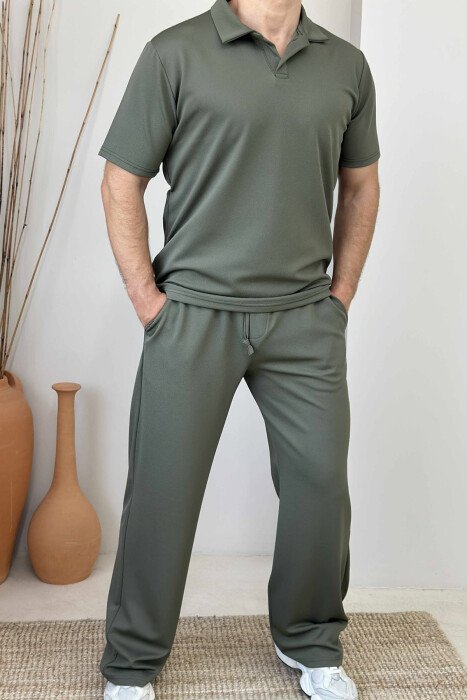 POLO NECK T-SHIRT+SWEATPANTS SIMPLE MEN SET GREEN/JESHILE 