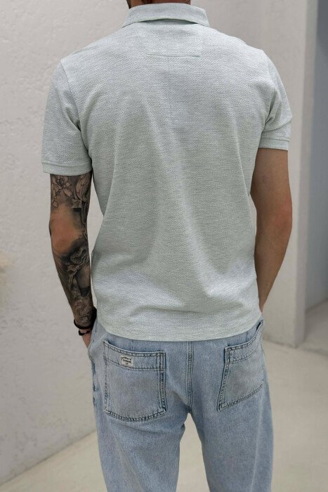 POLO NECK TEXTURED MEN T-SHIRT MINT/MENTE - 4
