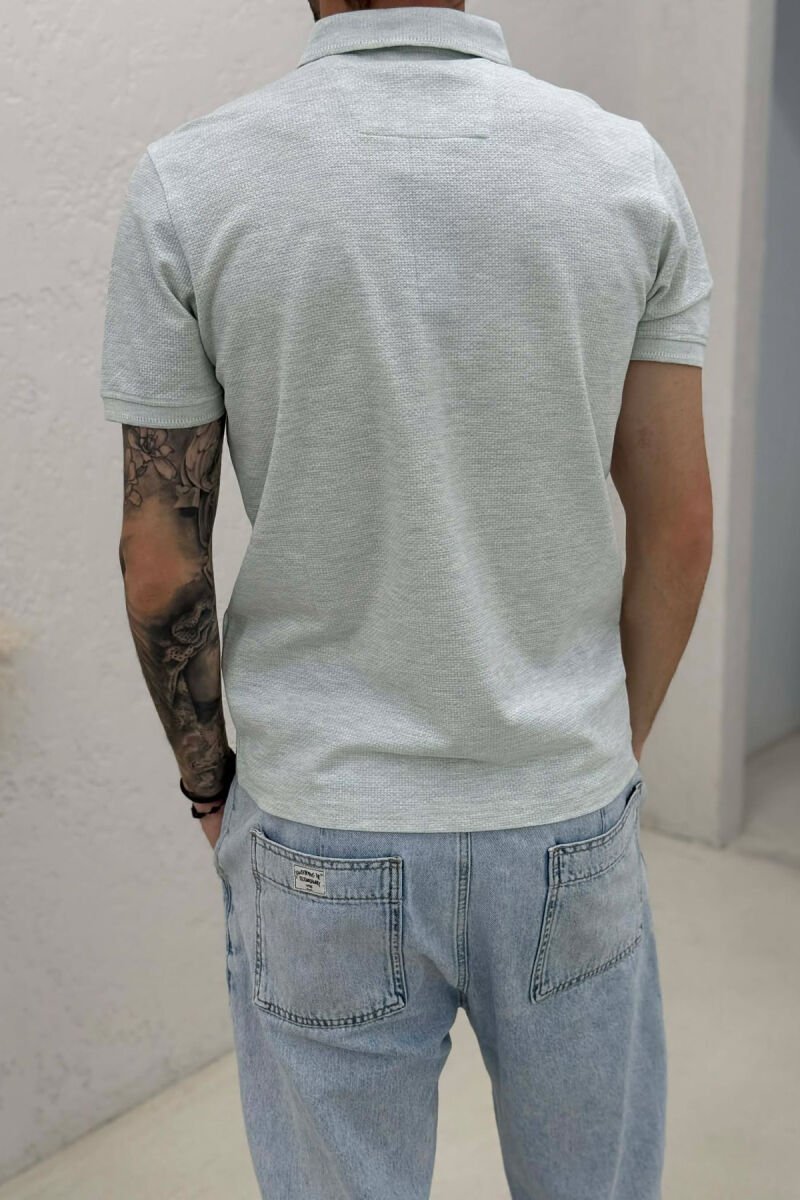 POLO NECK TEXTURED MEN T-SHIRT MINT/MENTE - 4