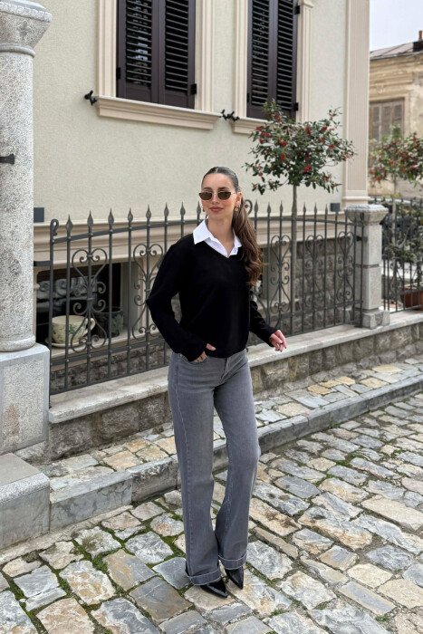 POLO NECK WOMAN SWEATSHIRT BLACK/ E ZEZE - 2