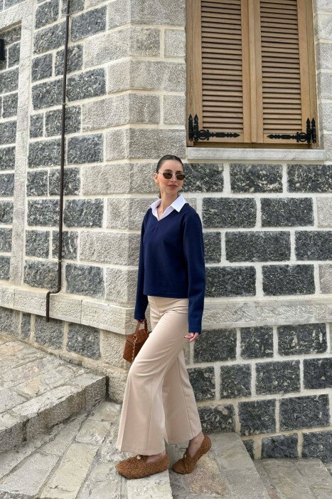 POLO NECK WOMAN SWEATSHIRT BLUE/BLU - 4