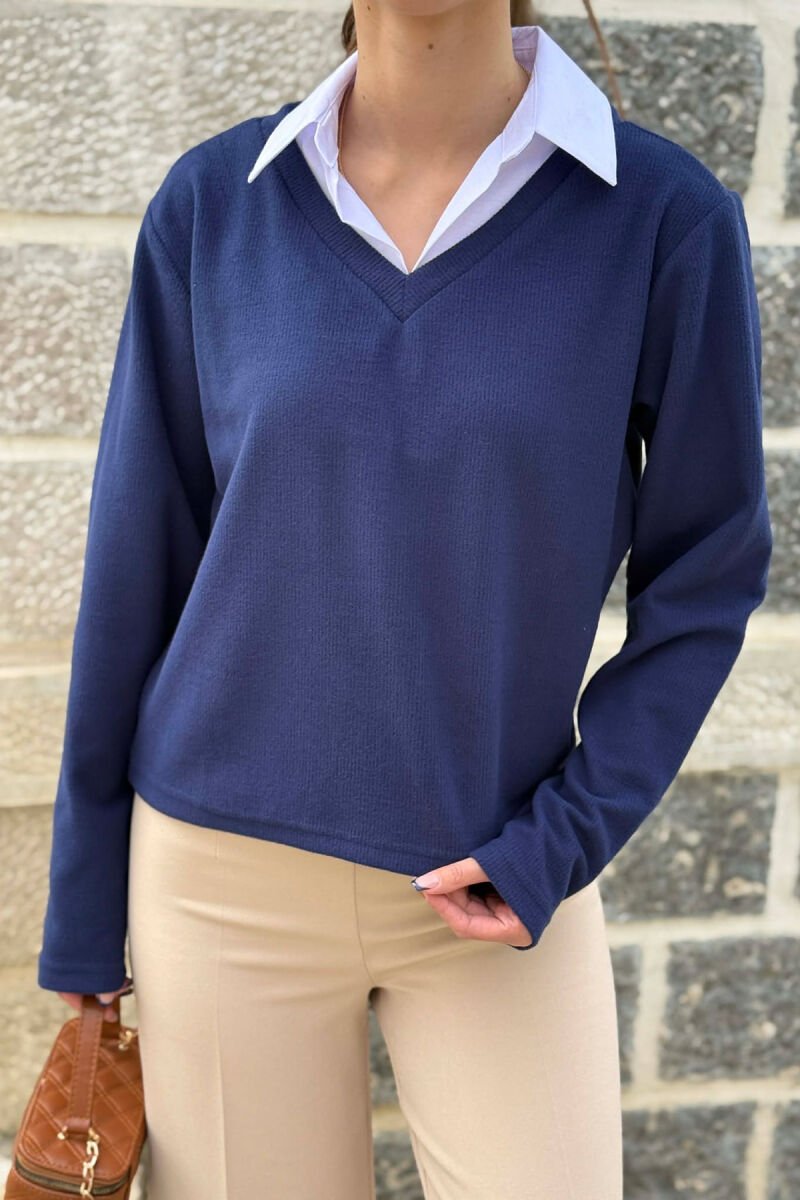 POLO NECK WOMAN SWEATSHIRT BLUE/BLU - 5
