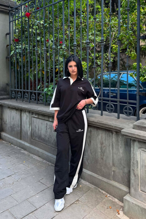 SET T-SHIRT ME JAKE POLO DHE SHKRIME + TUTA PER FEMRA NE NGJYRE TE ZEZE - KLAUDIO FASHION