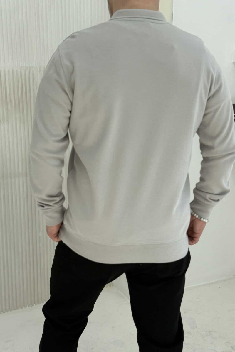 POLO NECK ZIPPER ONE COLOR MEN SWEATSHIRT LIGHT GREY/GZ - 2