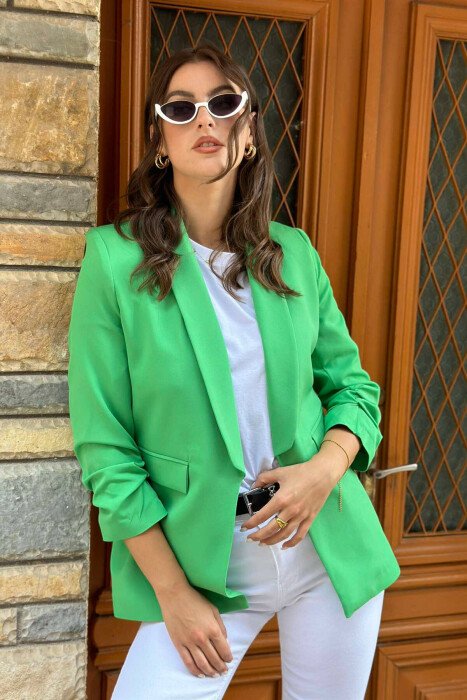 PRIMER ONE COLOR POCKET WOMAN JACKET GREEN/JESHILE - KLAUDIO FASHION
