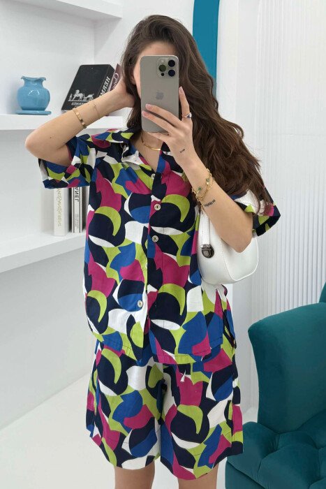 PRINTED PATTERN SHORT+SHIRT WOMEN SET MULTIPLE/SHNGJ - 3