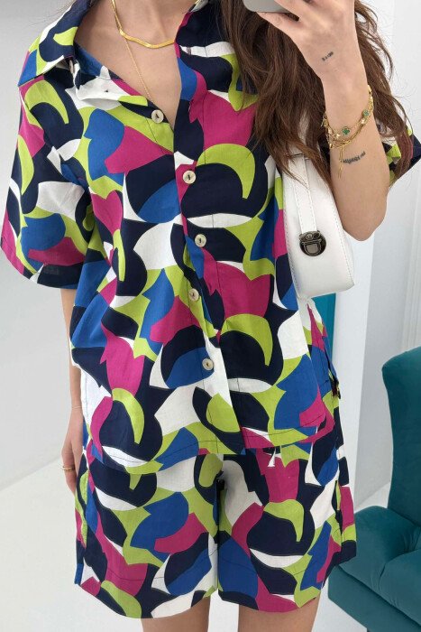 PRINTED PATTERN SHORT+SHIRT WOMEN SET MULTIPLE/SHNGJ - 4