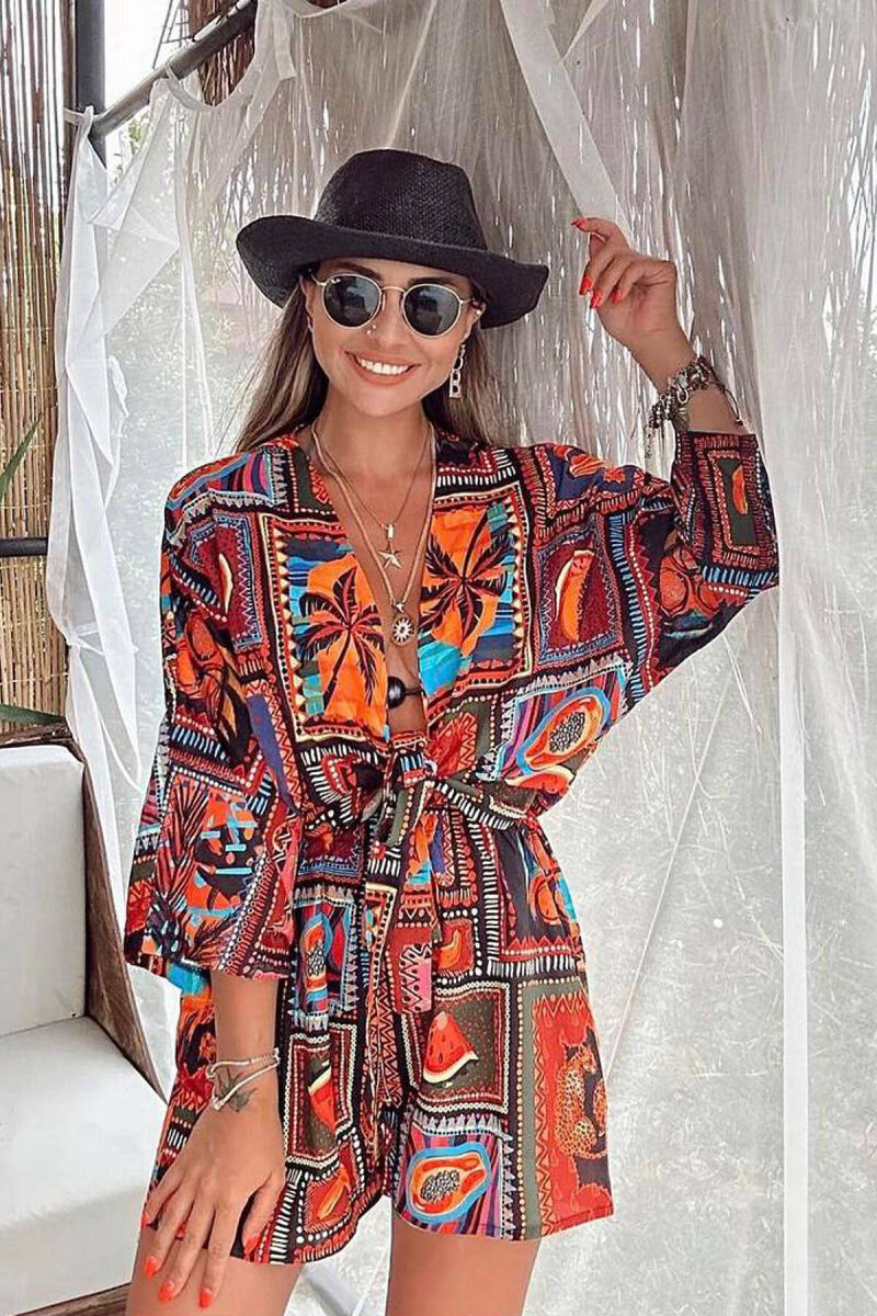 PRINTED SHIRT+SHORTS WOMEN SET MULTIPLE/SHNGJ - 1