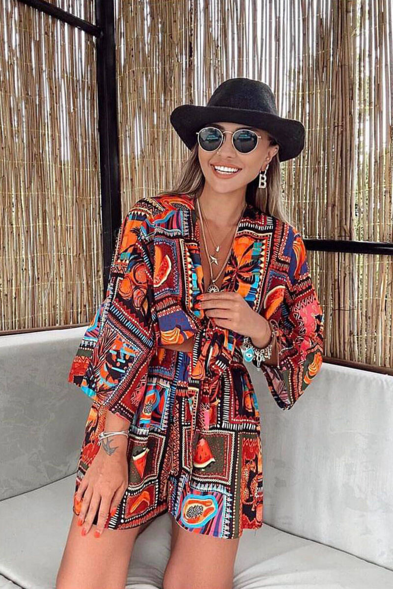 PRINTED SHIRT+SHORTS WOMEN SET MULTIPLE/SHNGJ - 2