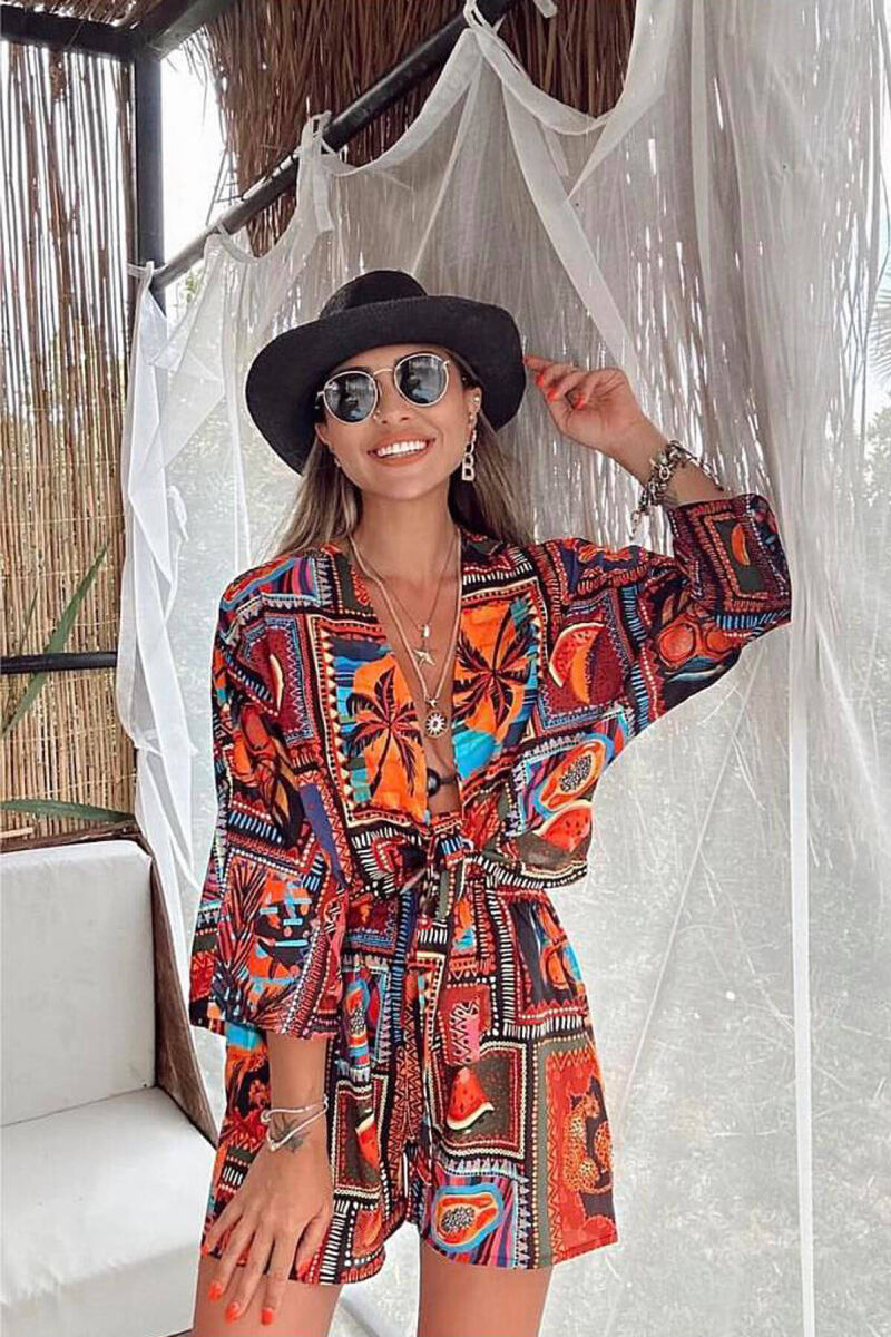 PRINTED SHIRT+SHORTS WOMEN SET MULTIPLE/SHNGJ - 3