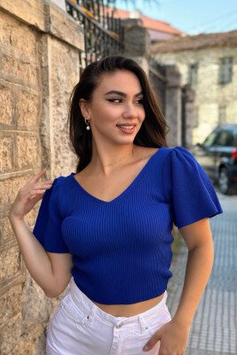 PUFFED ARMS CLASSIC TANK BLUE/BLU - KLAUDIO FASHION