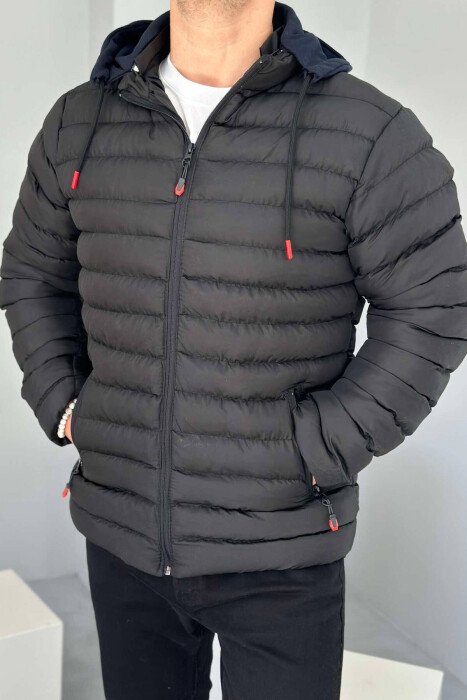 PUFFER ONE COLORE MEN JACKET BLACK/ E ZEZE - KLAUDIO FASHION